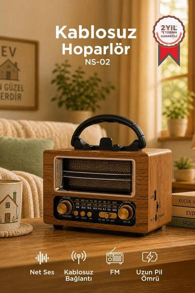 Bluetooth Hoparlör Nostaljik Radyo Speaker NS02 Ahşap ürün görseli 1