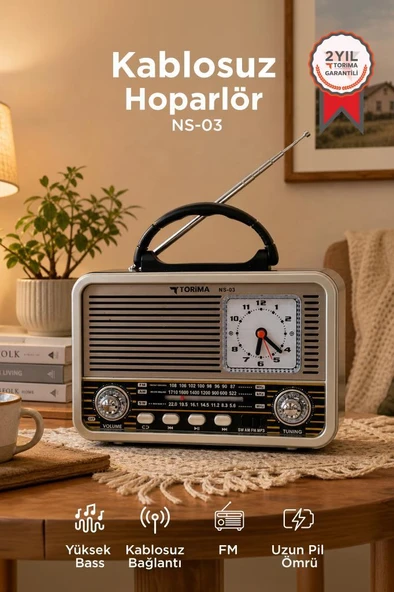 Bluetooth Hoparlör Nostaljik Radyo Speaker NS03 Altın ürün görseli 1