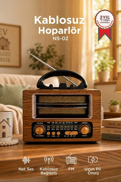 Bluetooth Hoparlör Nostaljik Radyo Speaker NS02 Altın ürün görseli 1