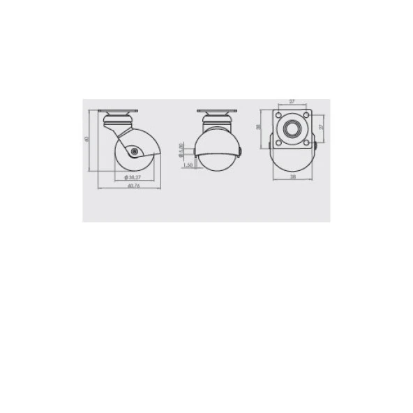 Mobilya Tekeri Döner Krom H60mm (4 Adet) - Resim 3