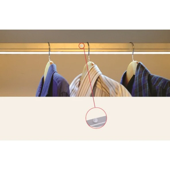 Gürçay Ledli Dolap Askı Borusu Pilli Hareket Sensörlü 61-80Cm - Resim 2