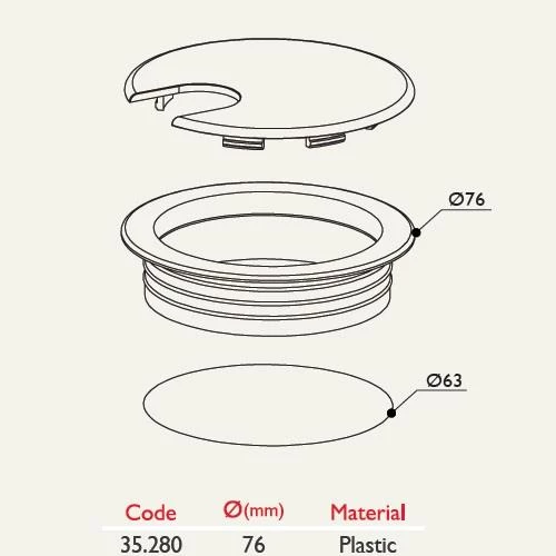 Plastik Kablo Kapağı Çap 63mm - Resim 2