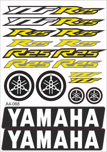 Yamaha YZF R25 Sticker Seti Sarı A4 ürün görseli 1