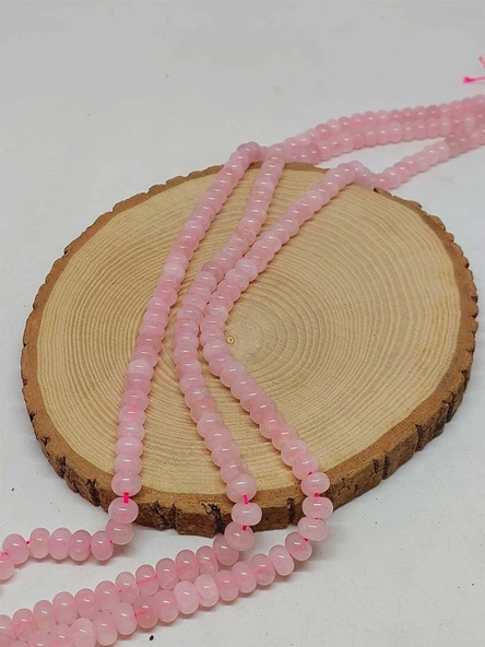 Pembe Kuvars Taşı Rondela Kesim 5x8mm Dizi (54316) ürün görseli 1