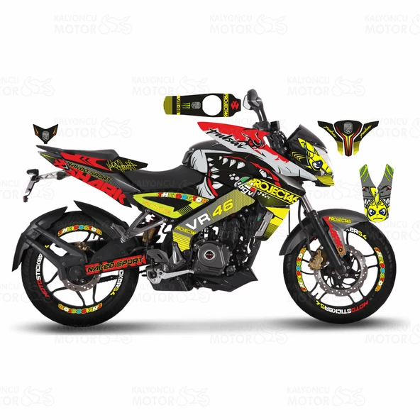 Bajaj Pulsar 200 NS Rossi Sticker Set Sarı ürün görseli 1