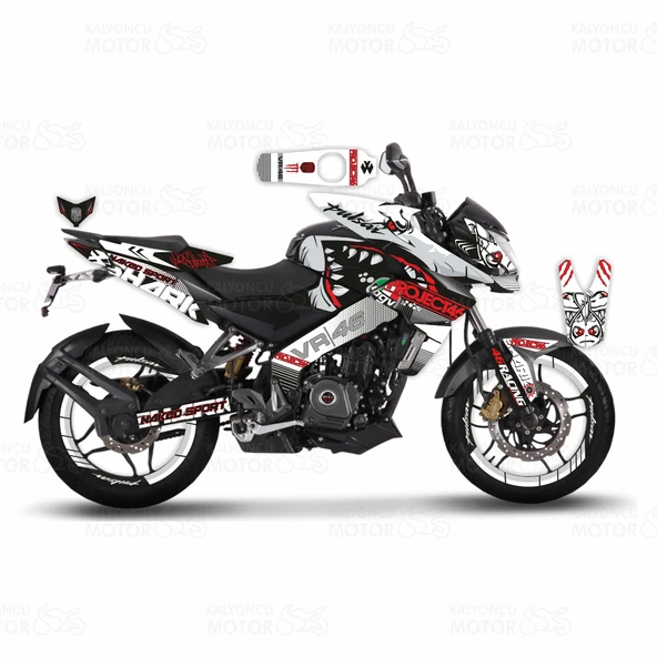 Bajaj Pulsar 200 NS Rossi Sticker Set Beyaz ürün görseli 1