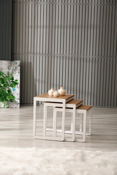 Arpelia Üçlü Zigon Sehpa 50x40x52/45x40x46/40x40x40 ürün görseli 1
