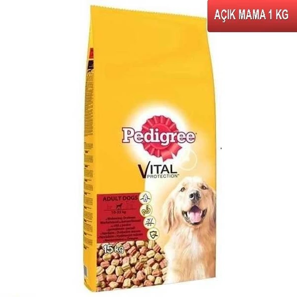 Pedigree Biftekli Ve Kümes Hayvanlı Yetişkin Köpek Maması 1 Kg AÇIK ürün görseli 1
