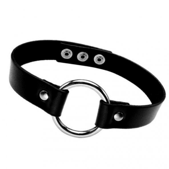 Siyah Deri Tasma Halka 35 cm Choker Bayan Kolye Takı ürün görseli 1