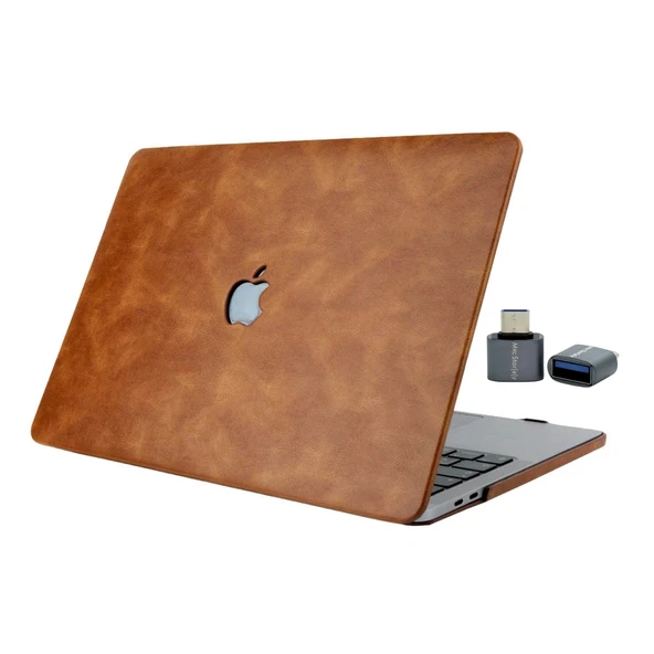 PTTAVM: MacBook Pro 13 Deri Kaplama Hard Shell Kılıf Sert Kapak