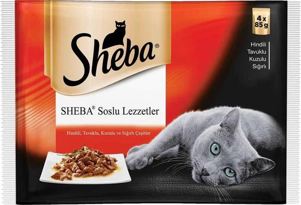 Sheba Pouch Etli Çeşitli Yetişkin Kedi Konservesi 4 x 85 Gr ürün görseli 1