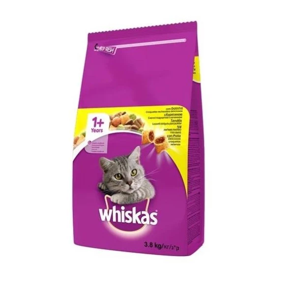 Whiskas Kuru Tavuklu Sebzeli Kedi Maması 3,8 kg ürün görseli 1