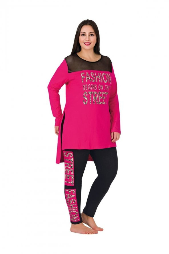 Lady 155 Pembe Renk Büyük Beden Pijama Takım ürün görseli 1