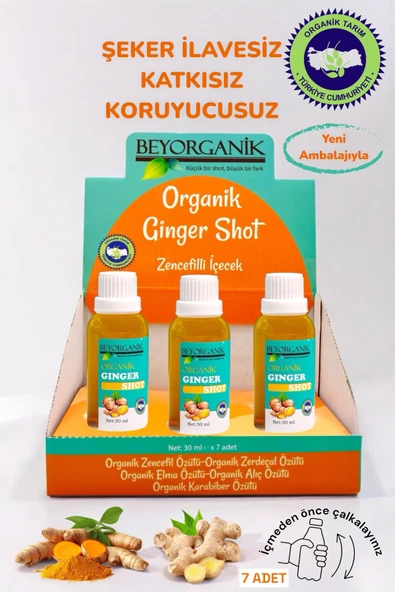 Organik Ginger Shot (7ADETX30ML) Cam Şişe ürün görseli 1