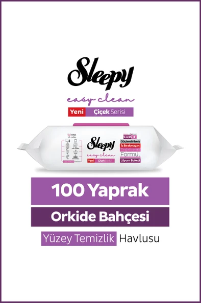 Sleepy Easy Clean Orkide Bahçesi Yüzey Temizlik Havlusu Mendili 100 Yaprak ürün görseli 1