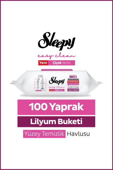 Sleepy Easy Clean Lilyum Buketi Yüzey Temizlik Havlusu Mendili 100 Yaprak ürün görseli 1