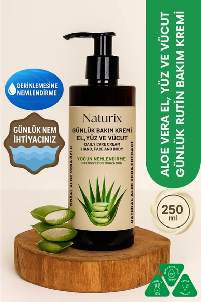Aloe Vera Özlü El, Yüz ve Vücut Bakım Kremi 250 Ml - Nemlendirici ve Onarıcı Vücut Losyonu ürün görseli 1