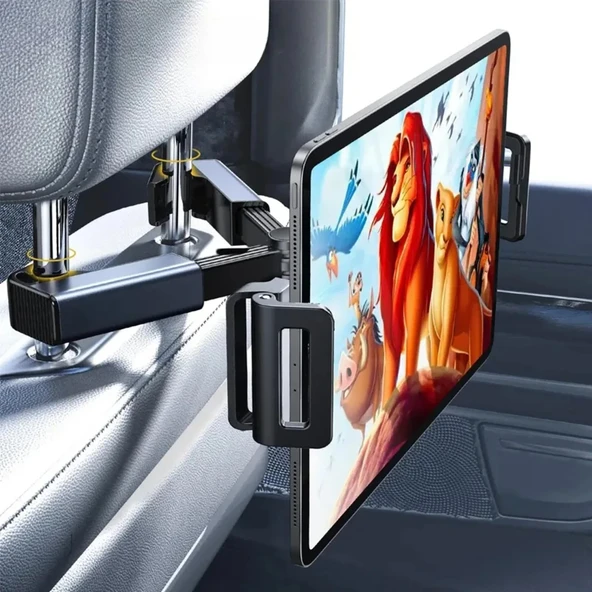 HyMark Araba Kafalık 12.9 İnç Araç Arka Koltuk Evrensel Tablet ve Telefon Tutucu 360° Dönebilir ürün görseli 1