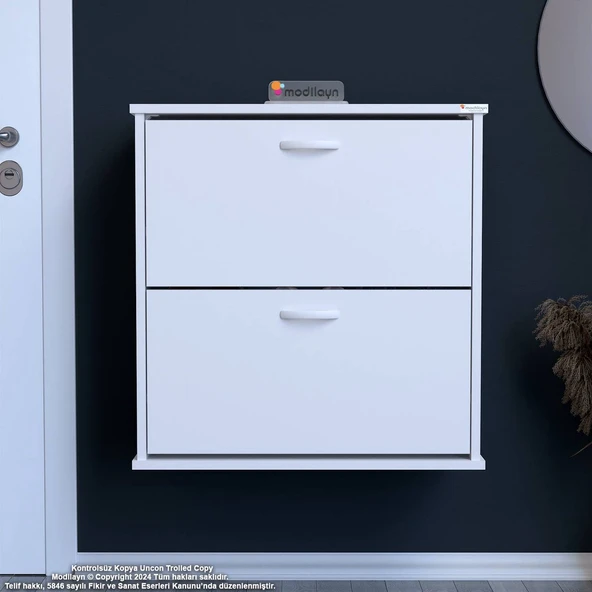 Modilayn UMAY Asma Antre 72 x 78 x 25,5 cm’lik 2 Düşer Kapak 4 Göz Raf Bölmeli Ayakkabılık ürün görseli 1