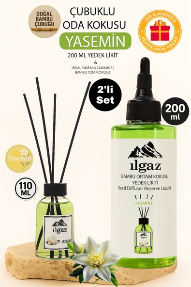Yasemin Çiçeği Bambu Çubuklu Oda Kokusu 110 Ml & Yasemin Çiçeği Yedek Likit Şişe 200 Ml ürün görseli 1