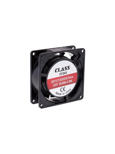 Class CF-243 80X80X25MM Ac 220 Volt Fan Kasa Fanı Soğutucu ürün görseli 1