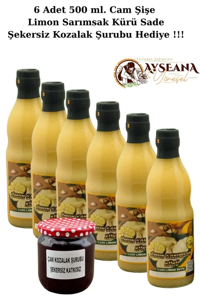 Limon Sarımsak Kürü 6 x 500 ml Cam Şişe Ev Yapımı  (Şekersiz kozalak Şurubu Hediye 425 cc) - Resim 2