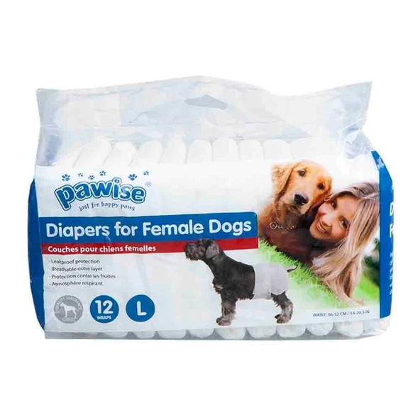 Pawise Dişi Köpek Alt Bağlama Bezi Beyaz L Boy 12 Adet ürün görseli 1