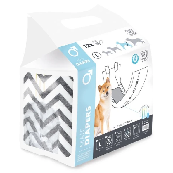 M-Pets Diapers Erkek Köpekler İçin Külot (L) 12Li 10116399 ürün görseli 1