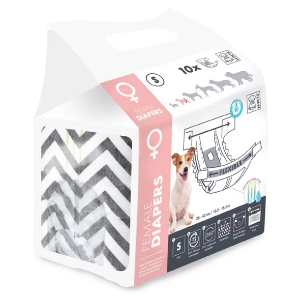 M-Pets Diapers Dişi Köpekler İçin Külot (S) 10Lu 10116699 ürün görseli 1