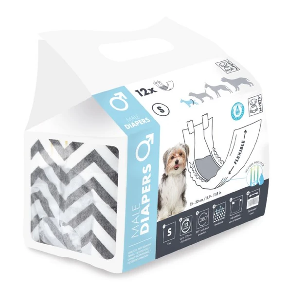 M-Pets Diapers Erkek Köpekler İçin Külot (S) 12Li 10116199 ürün görseli 1