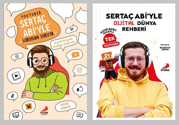 YouTuber Sertaç Abi Seti 2 Kitap (YouTuber Sertaç Abiyle Sorudan Soruya + Abiyle Dijital Dünya Rehberi Anne Baba Onaylı Tek YouTuber) ürün görseli 1