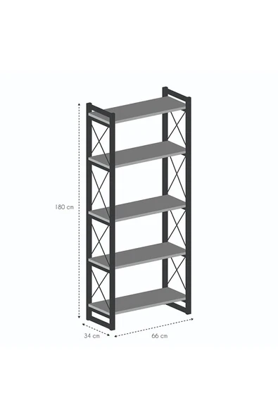 5 Raflı Kitaplık Beyaz - Resim 3
