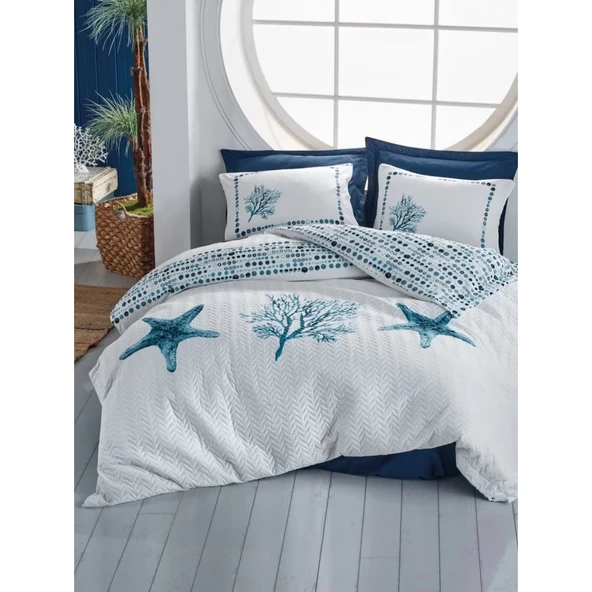 Cotton Box Maritime Complete Set Tek Kişilik Star Lacivert ürün görseli 1