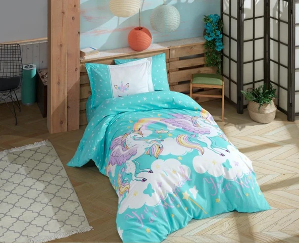 Hobby Tek Kişilik Poplin Nevresim Takımı Magical Aqua ürün görseli 1