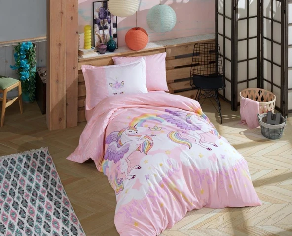 Hobby Tek Kişilik Poplin Nevresim Takımı Magical Pembe ürün görseli 1