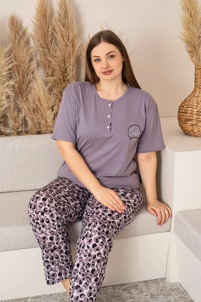 Nisanca %100 Pamuk  Büyük Beden Kısa Kol Kadın Pijama Takımı ürün görseli 1