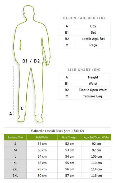Gabardin Lastikli Erkek Şort Beyaz Byz - Resim 6