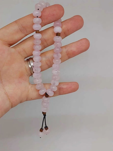 Pembe Kuvars Taşı 33Lük Özel Kesim Minimal Tesbih (54316) ürün görseli 1