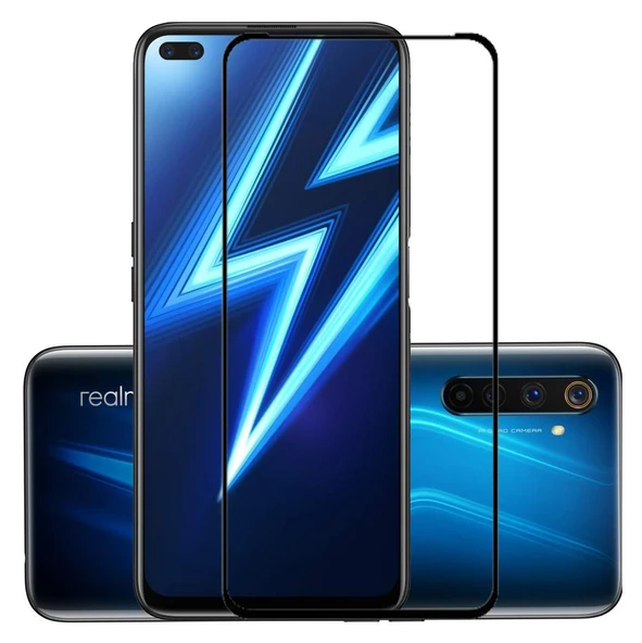 Bufalo Realme 6 Pro Ekran Koruyucu 5D Temperli Cam Siyah ürün görseli 1