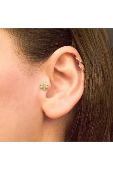Çiçek Figürlü Tragus Küpe ürün görseli 1