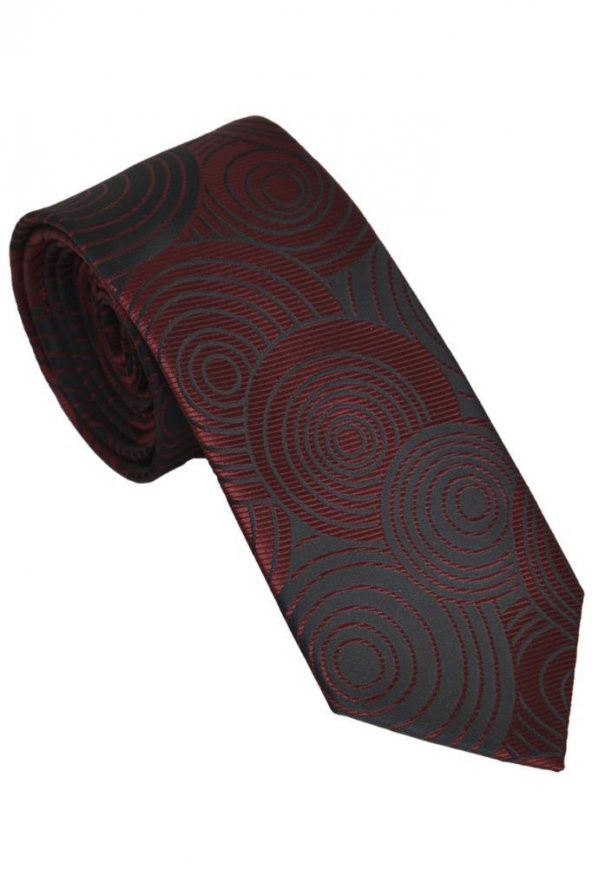 Brianze Geometrik Desen Bordo Mendilli Kravat - Resim 2