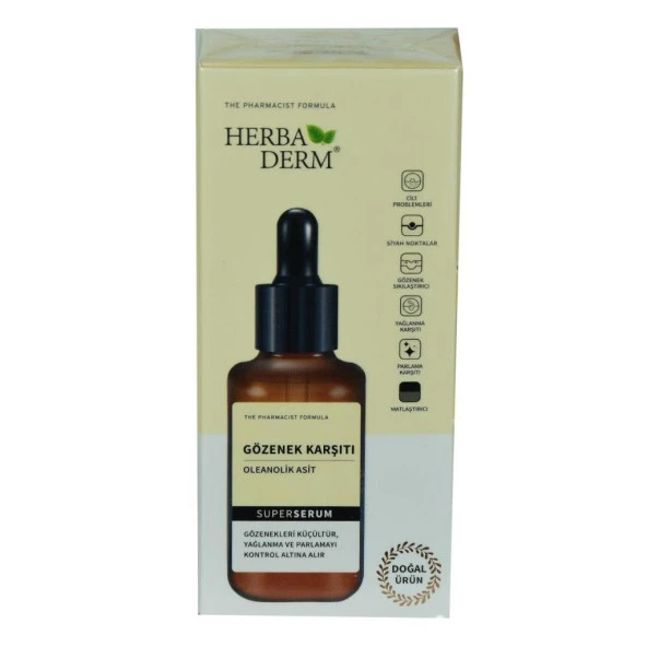 Herbaderm Oleanolik Asit Gözenek Karşıtı Doğal Yüz Serumu 30 ML ürün görseli 1