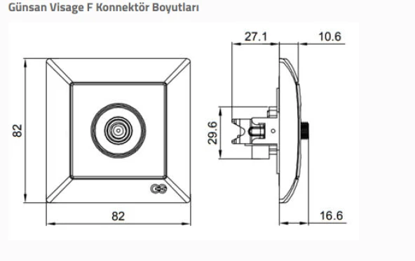 Günsan Visage Beyaz TV Priz Sonlu F Konnektörlü Çerçevesiz ürün görseli 1