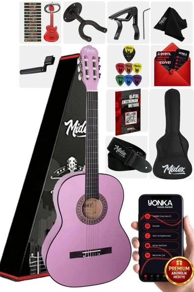 Midex CG-36PU-PAK Kaliteli 36 İnç 3/4 Junior Çocuk Gitar Seti 8-12 Yaş Arası (Çanta Capo Askı Nota Sticker Pena) ürün görseli 1