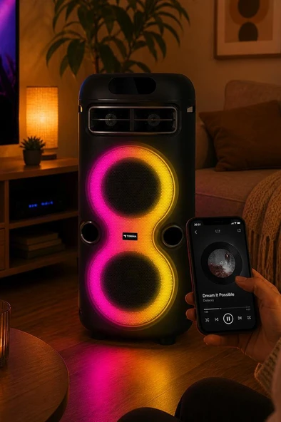 PTTAVM: Bluetooth Hoparlör Rgb Işıklı Mikrofonlu Taşınabilir