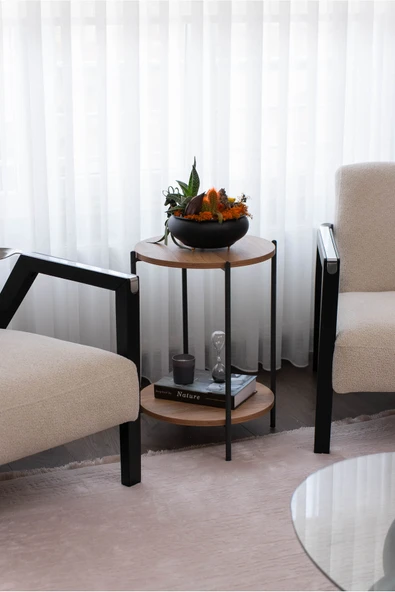 Arpelia Yuvarlak Tablalı Iki Katlı Sehpa Q42x60 Cm ürün görseli 1