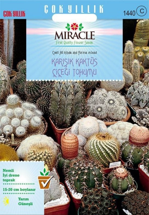 Miracle Karışık Kaktüs Bitkileri Çiçeği Tohumu (100 tohum) ürün görseli 1
