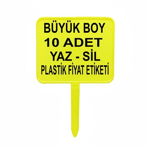 Açılı Saplamalı Plastik Pazarcı Etiketi Büyük Boy Fosforlu Sarı 10 Ad. ürün görseli 1