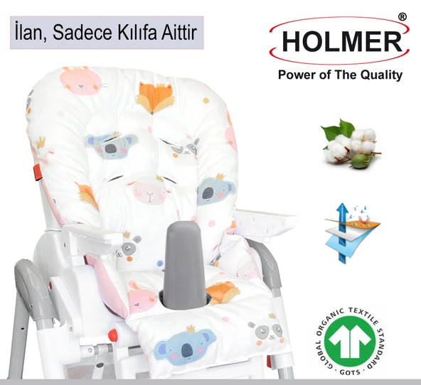 HOLMER Leke Tutmaz Organik Mama Sandalyesi Minderi & Kılıfı Max-M Pembe ürün görseli 1