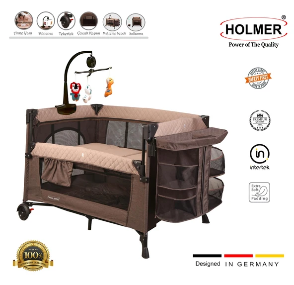 HOLMER Maxi Comfort Coolstyle (Anne Yanı-Deluxe Kumaş) Premium Dönenceli Oyun Parkı/Anne Yanı 70x110cm Bej ürün görseli 1